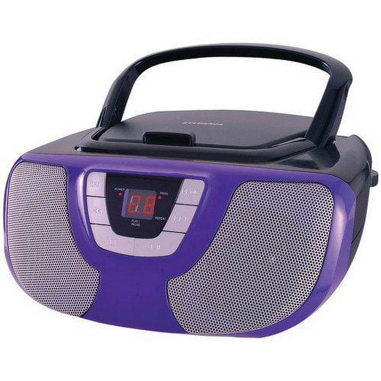 Sylvania CD/Radio Galaxy Buds Bluetooth Boombox, Purple, SRCD1025