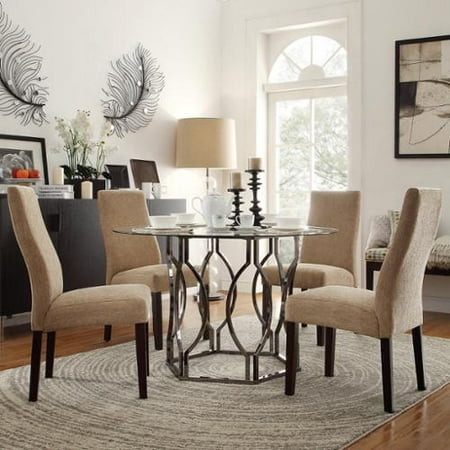 Inspire Q Concord 5 Piece Black Nickel Plated Mocha Dining