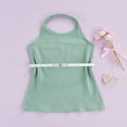 thumbnail image 2 of Robe d'Été pour Tout-Petite Fille avec Ceinture, Tricot Uni Côtelé, Sans Manches, Dos Nu, Col Ras du Cou, Dos Ouvert, Robe Décontractée, 2 of 7