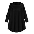thumbnail image 3 of Girls Fuzzy Fleece Dress Hoodies Cute Loose Warm Long Sleeve Pullover Tops Casual Thick Sweatshirt Dress with Pockets 5-15 Years, 3 of 4