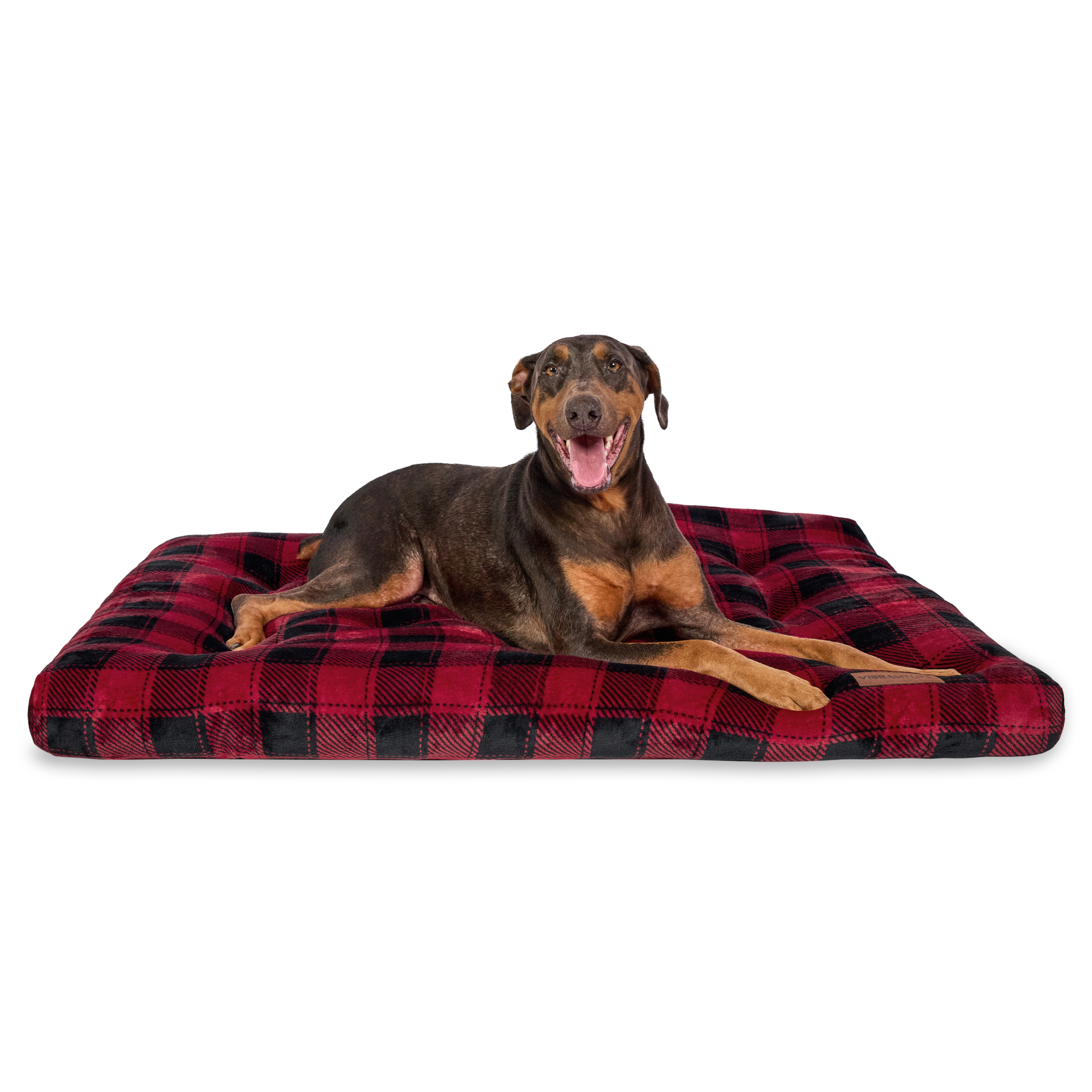 Vibrant Life Jumbo Dog Bed, X-Large Pillow Dog Bed, 48" x 38", Red and Black Plaid