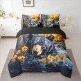 thumbnail image 2 of Homewish Animal Bear Bedding Comforter Set 7-Piece for Female Men Adults,Black Orange Brown King Bedding Sets,Jungle Woodland Wildlife Ultra Soft Bed Sheets,Lightweight Room Decor,Reversible, 2 of 8