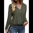 thumbnail image 2 of Camisa de Larga de Otoño para Mujer, Cuello en V, Jersey de Punto, Túnica, Camisa Formal Informal para Mujer Verde M, 2 of 7