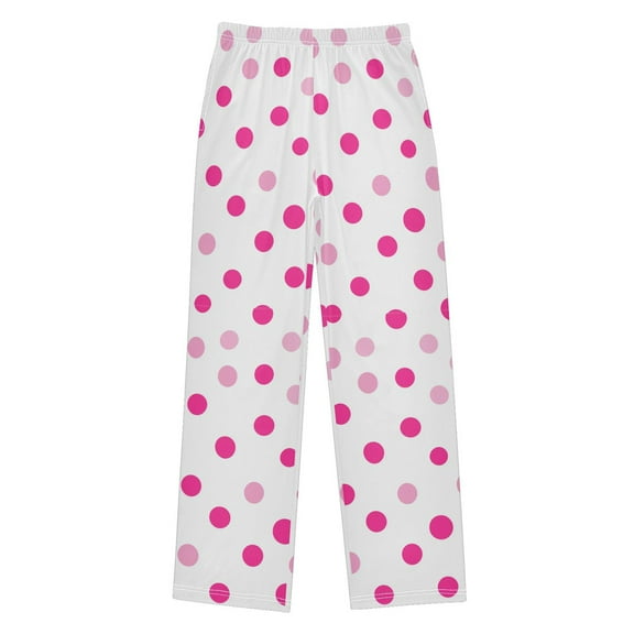 FORMRS Kids Pajama Pants with Pockets Size 6-8Y Boys Lounge Sleep Bottoms, Purple Polka Dots
