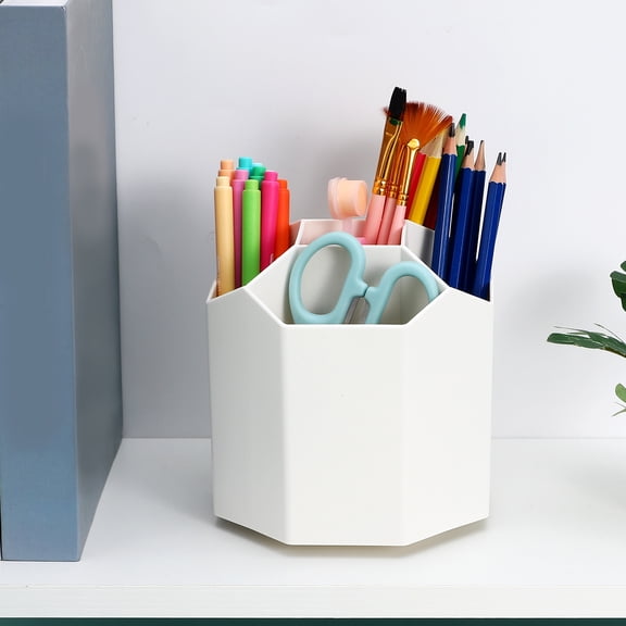 WHAMVOX Pencil Cup Rotating Pencil Organizer Marker Holder Crayon Organizer Makeup Brush Holder Desk Organizer Stationery Holder
