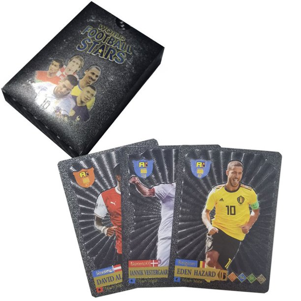 Tarjeta coleccionable de jugador de fútbol poco común, tarjeta de lámina dorada Ballsuperstar de 55 Uds. (negro)