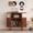 Walnut, variant on Mid-Century Modern Record Player Stand with Vinyl Storage – Large Round Turntable Table – Open Shelves – Charging Station & USB Ports – Stereo Cabinet for Living Room, Bedroom– Blue US Standard