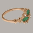 thumbnail image 4 of LBG British Made 18k Rose Gold Synthetic Cubic Zirconia & Natural Emerald Womens Statement Ring - 33 size options - Size 6.5, 4 of 6