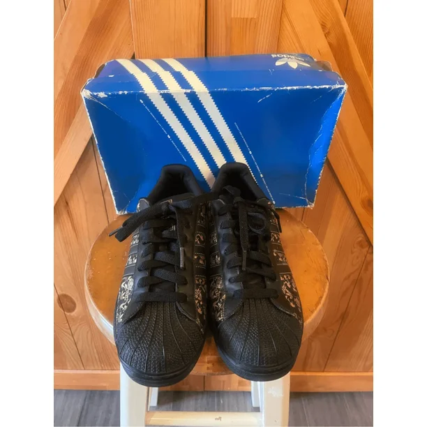 Ad-id-as Superstar II Mens Casual Shoes 077611 SIZE 7 BLK/GOLD