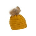 thumbnail image 2 of Gravity Threads Cable Knit Faux Fur Pom Pom Beanie Hat, Mustard, 2 of 3