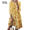thumbnail image 1 of Xingzhi Robe Femme Vintage Imprimée Robe Manches 3/4 Col Rond Tissu, Jaune, TTG, 1 of 5