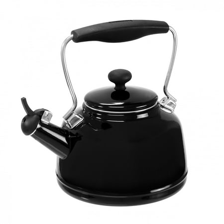 Chantal Enamel Pot - Chantal 1.7 Quart Durable Enamel on Steel Vintage Stovetop Tea Kettle, Black