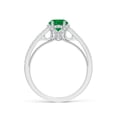 thumbnail image 2 of ANGARA Natural Vintage Inspired Round Emerald & Diamond Filigree Ring in 14K White Gold for Women (Size-6mm) | May Birthstone, Birthday, Anniversary, Jewelry Gift for Women | Natural Emerald Ring, 2 of 10