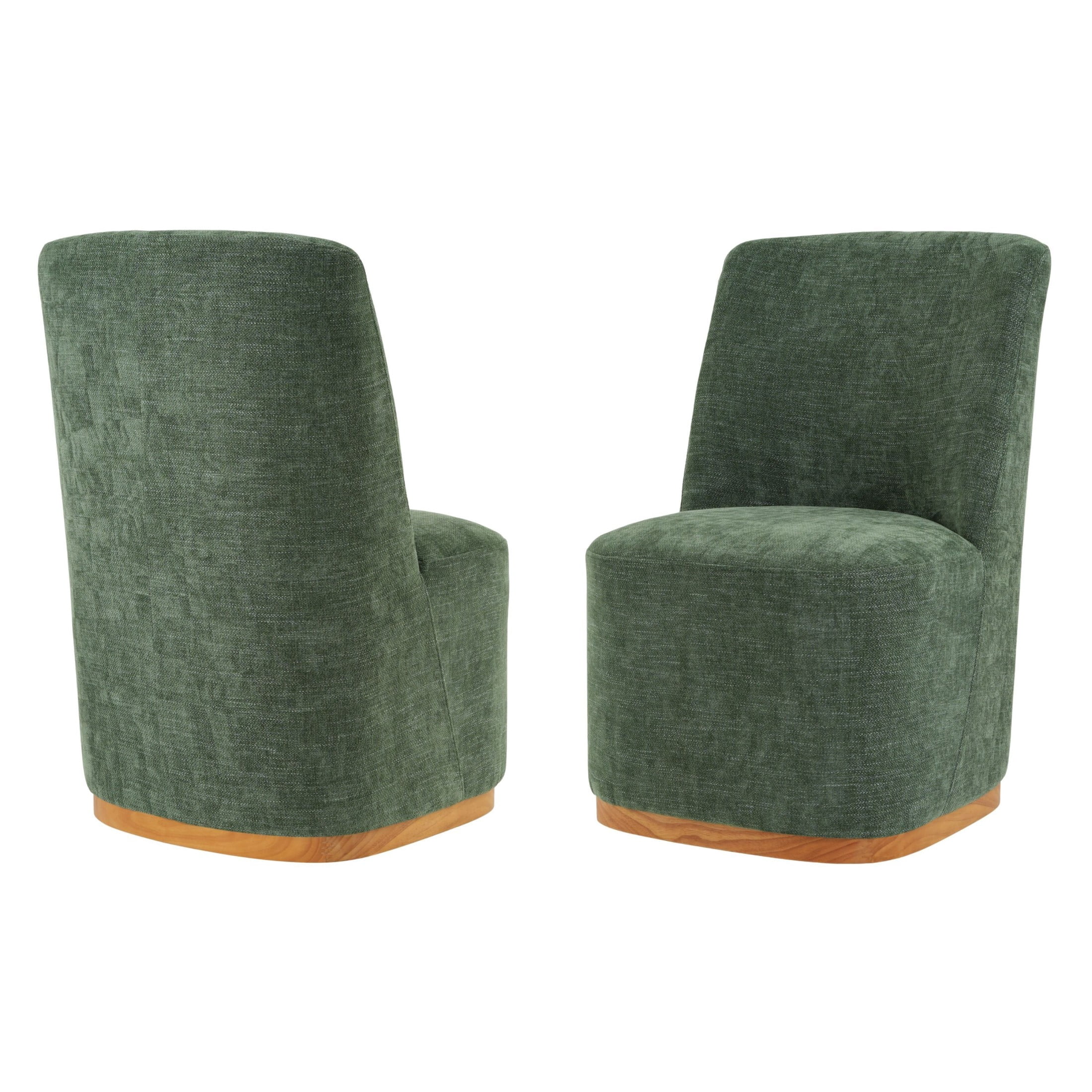 Christopher Knight Home Modern Armless Dining Chairs Set of 2, Upholstered Fabric, Wood Frame, Green
