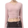 thumbnail image 6 of tarylea Women's Yoga Tops V Neck Drawstring Tops Long Sleeve Slim Fitted Shirts Casual Sports Shirts Athletic Tops, 6 of 6