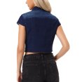 thumbnail image 3 of INSPIRE CHIC Women's Short Cap Sleeves Denim Jackets Button Down Cropped Jean Jacket Black Blue XS, 3 of 6