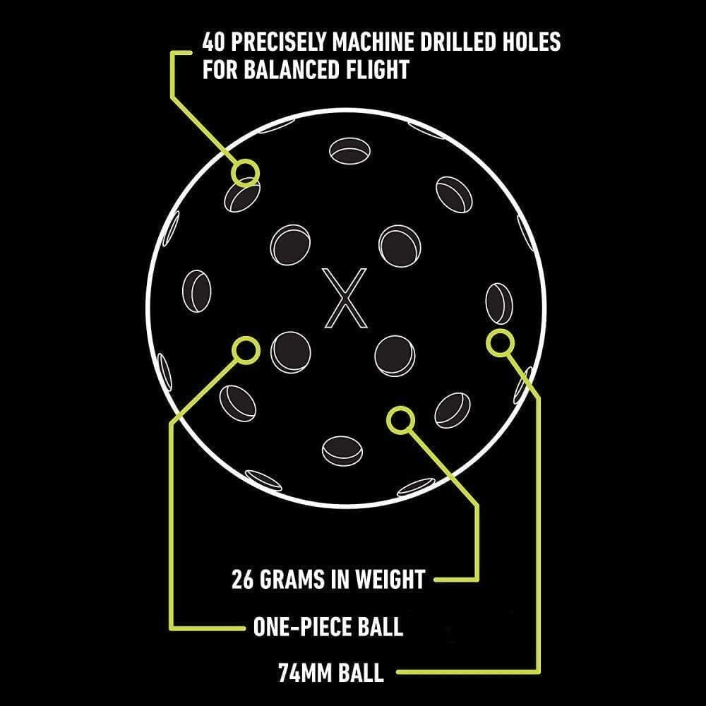 Franklin Sports X-Performance Pickleball Balls X403PC - 40 Holes - Yellow — Residential Use, Standard Application