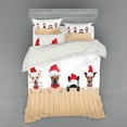 thumbnail image 2 of Ambesonne Christmas Bedding Set 3 Pcs, Wooden Fences Humor, Twin XL, Tan Red, 2 of 3