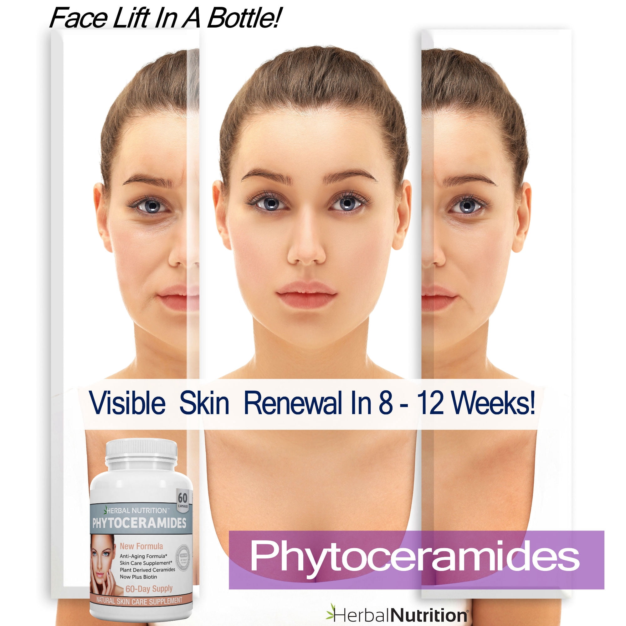 Phytoceramides from Rice with Biotin - 3 60 Ct. Bottles - Younger Looking Skin Guaranteed!