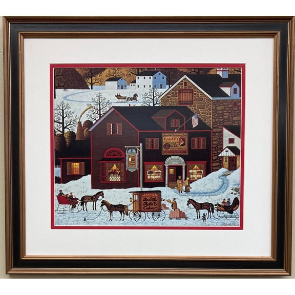 Charles Wysocki "Page's Bake Shoppe" Newly FRAMED Art Americana Rural Generic