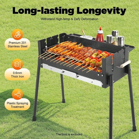XC Barbecue Charcoal Grill, Stainless Steel Folding Portable BBQ Tool Kits For Outdoor Cooking Camping Hiking Picnics Tailgating Backpacking Or Any Outdoor Event