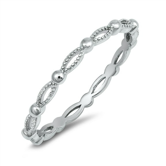 Sterling Silver Beaded Knot Eternity Ring Size 7