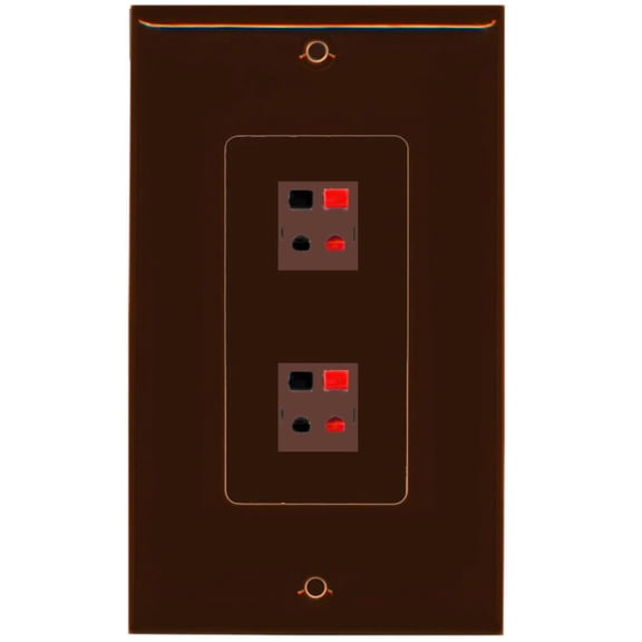 RiteAV - 2 Port Speaker Decorative Wall Plate - Brown - Bracket Included
