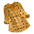 thumbnail image 2 of Pntutb Mujer Casual Gato Estampado Manga Larga Cuello en V Botón Suelto Camisa top Blusa Pntutb Pntutb-100, 2 of 4