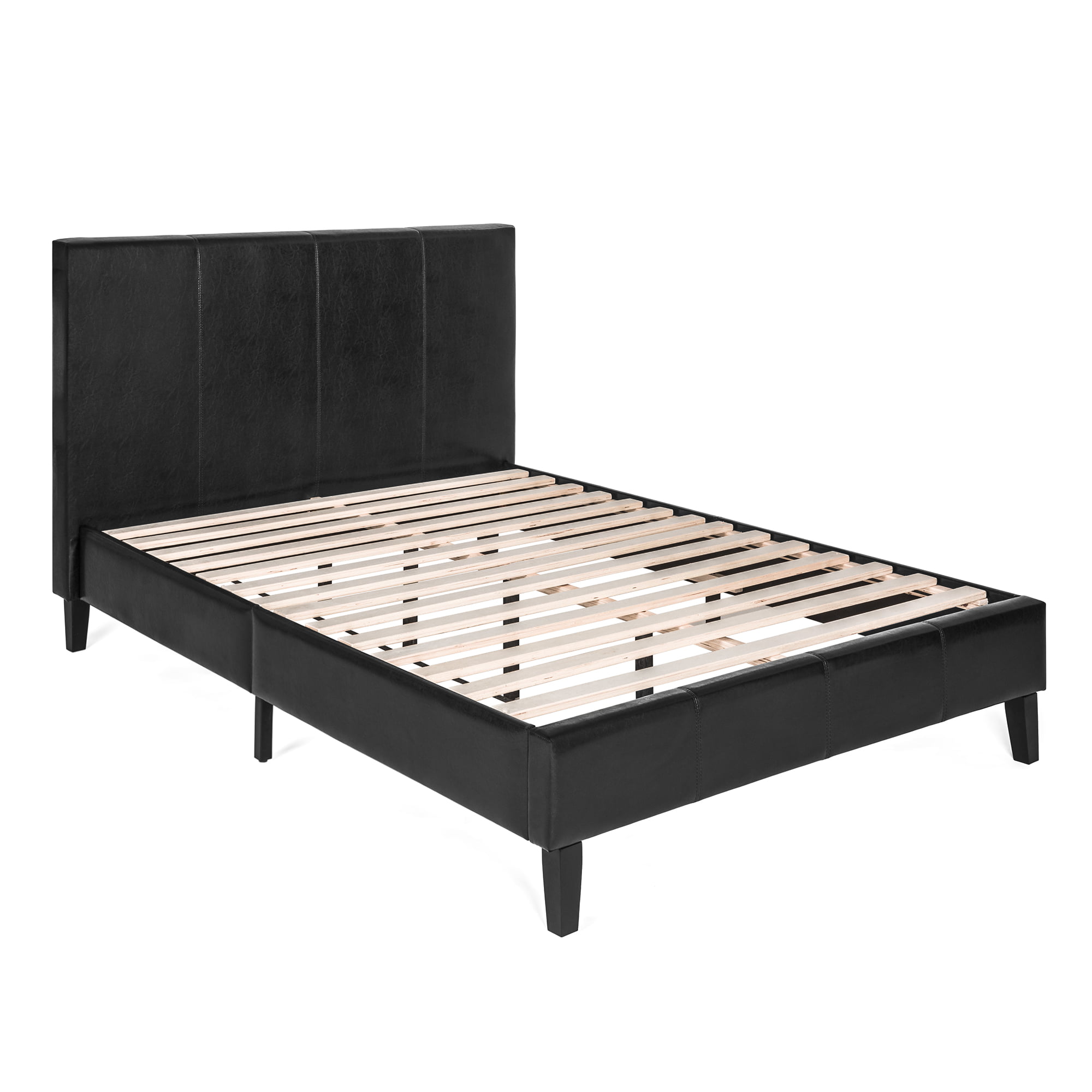 Faux Leather Platform Bed Frame, Leather And Wood Bed Frame Full