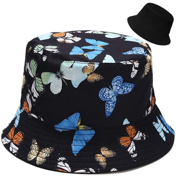 XYIYI Lindo sombrero de cubo para playa, sombreros de pescador para mujer, reversible de doble cara