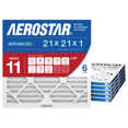 thumbnail image 2 of Aerostar 21x21x1 MERV 11 AC Furnace Air Filter, Pleated HVAC Filter, MPR 1000 FPR 7, Allergen Defense, 6-Pack, Made in USA, 2 of 8