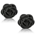 thumbnail image 2 of Stainless Steel Rose Flower Floral Faux Fake Cheater Ear Plugs Gauge, Pair, 2 of 2
