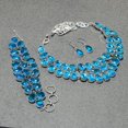 thumbnail image 2 of London Blue Topaz Gemstone Ethnic Anniversary Gift For Love Necklace Jewelry Set, 2 of 5
