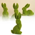 thumbnail image 3 of asddcavvf Resin Flocked Bunny Figurines Green Bunnies For Easter Small Decorative Rabbit Statues For Home Spring Tabletop Centerpiece Outdoor Decorating Cowboy Statue Bed Frame with Headboard, 3 of 8