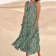thumbnail image 2 of Vestido de Verano para las Mujeres sin Mangas Lino-Look Impreso Maxi, Suelto Fluido Y Vestido Sexy de Moda para las Mujeres, 2 of 4