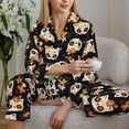 thumbnail image 6 of Yiaed Flower Fox Print Pajamas Women's Long Sleeve Sleepwear Soft Button Down Loungewear Pjs Lounge Set Nightwear Womens Pajama Pants-Large, 6 of 7