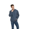 thumbnail image 2 of VICT POPU Men's Casual Hooded Pullover, Long-Sleeved Plaid Jacquard Large-Pocket hoodie, Solid Color Simple Hooded Sweatshirt，Dark Grey Blue，M, 2 of 5