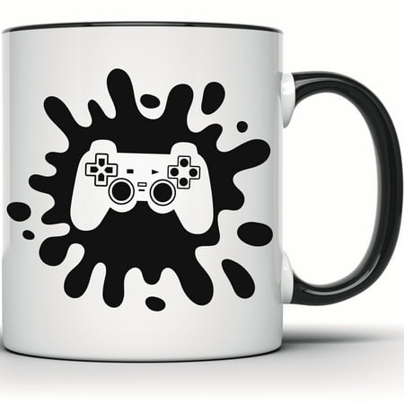 Video Game Controller Mug | Gamer Gift | Gaming Mug | Funny Coffee Mug | Gift For Him & Her | Xbox & PlayStation Mug | Birthday Gift – 11 Ounce Black Rim Handle Novelty Coffee Cup – WMUG1145-BLK