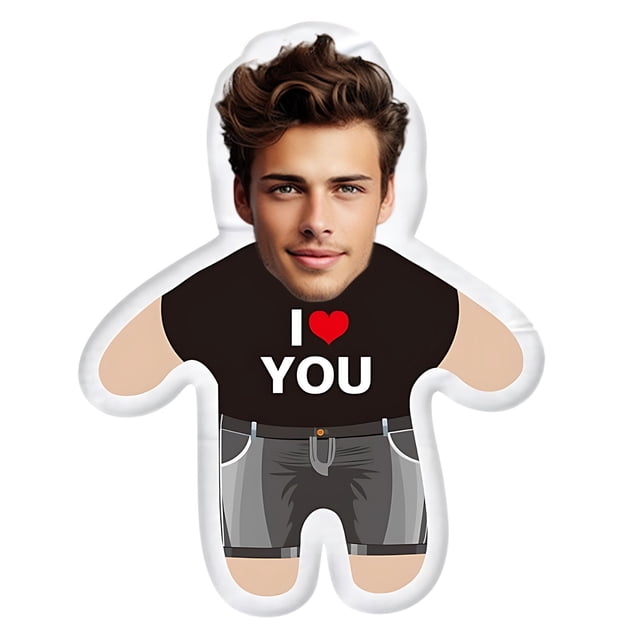 Yunuuuoa Custom Photo Cushion Doll Personalized Gift with Face Print for Valentine's Day Anniversary Birthday Home Decor Sofa Bed Throw Pillow