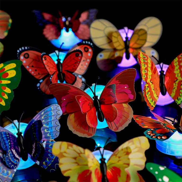 6pcs/set Led Colorful Glowing Butterfly Decals With Color Changing Effect  Night Lights For Wall Decoration