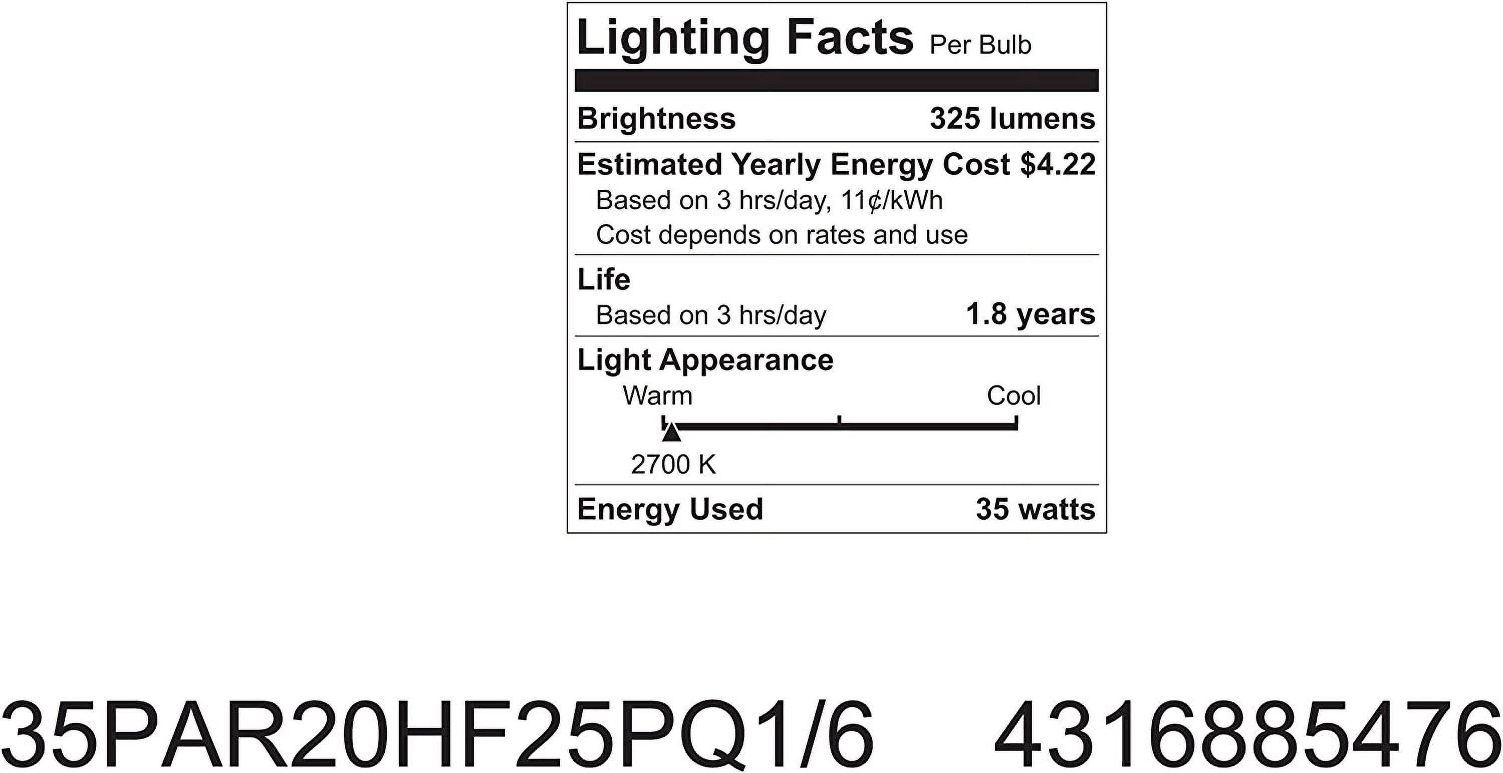 GE 85476 - 35PAR20H/F25-PQ1/6 PAR20 Halogen Light Bulb - image 3 of 3