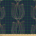 thumbnail image 2 of Ambesonne Floral Fabric by the Yard Upholstery, Flower Silhouette Pattern, 2 Yards, Dark Sky Blue Dark Yellow, 2 of 5