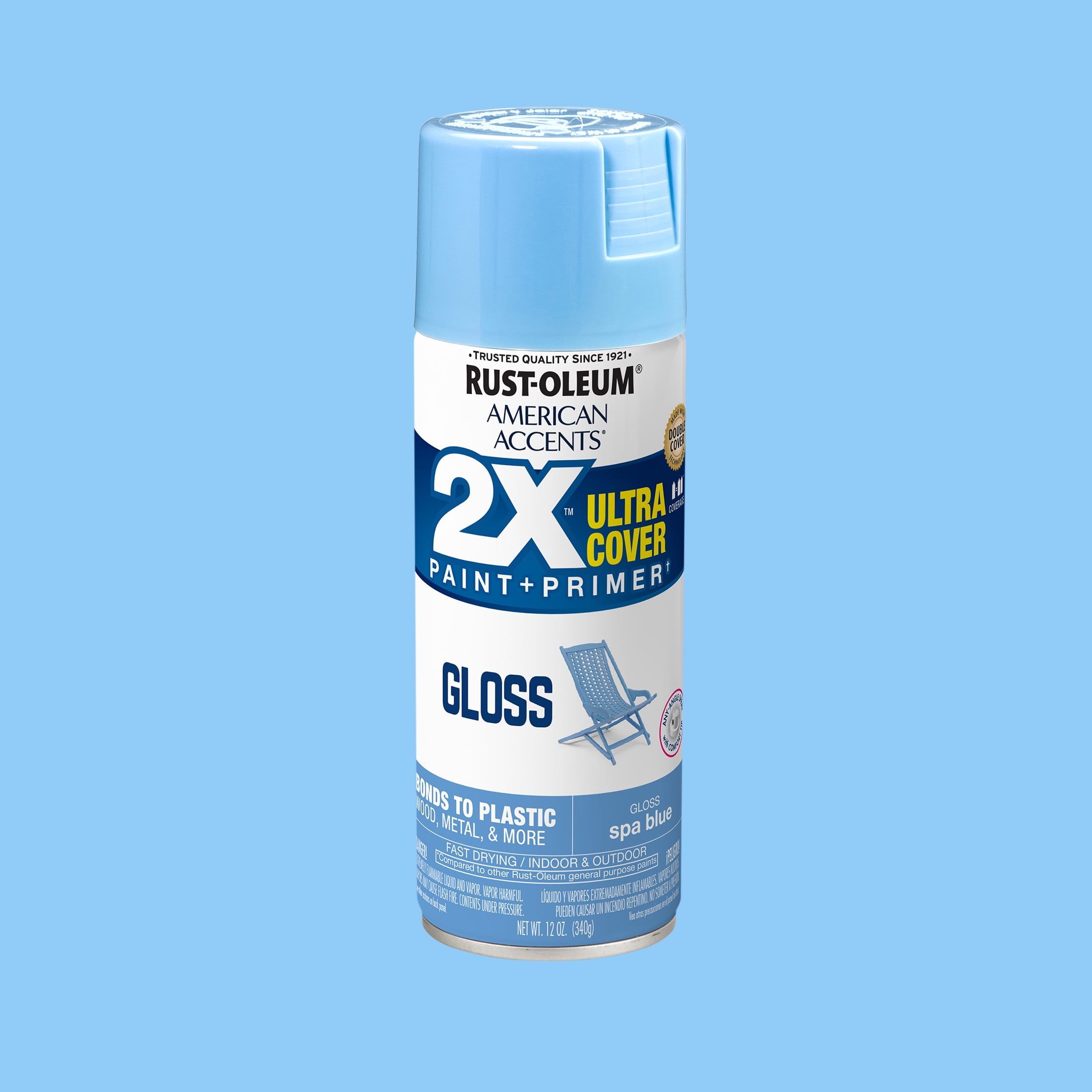 2-Pack Value - Rust-oleum american accents ultra cover 2x gloss spa blue spray paint and primer in 1, 12 oz