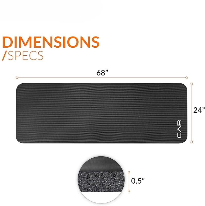 1/2-Inch High Density Exercise Yoga Mat with Strap | Multiple Options