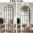 thumbnail image 3 of YVANLA 30"x71" Arched-Top Window Pane Full Length Mirror Wall-Decor Mirror, Black, 3 of 5