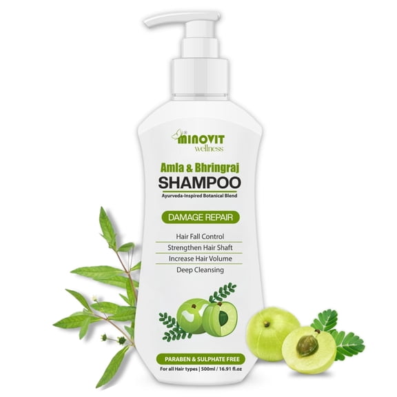 Amla Bhringraj Shampoo with Pro-Vitamin B5 & Aloe Vera – Daily Hair Cleanser for Soft & Manageable Hair – Suitable for Men & Women, All Hair Types