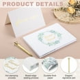 thumbnail image 3 of Uxcell Guest Book, 9.3x7" Elegant Wedding Guestbook Green Wreath Cover Memory Book with Diamond Signing Pen and Greeting Card for Wedding Bridal Shower Birthday Party Events, Gold Tone, 3 of 6