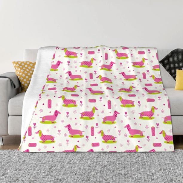 Fotbe Dachshund Dog Puppy Manta de Franela con Estampado, Manta Ultrasuave para Cama, Sofá, Auto, Hipoalergénica y Antibolitas-50"x40"