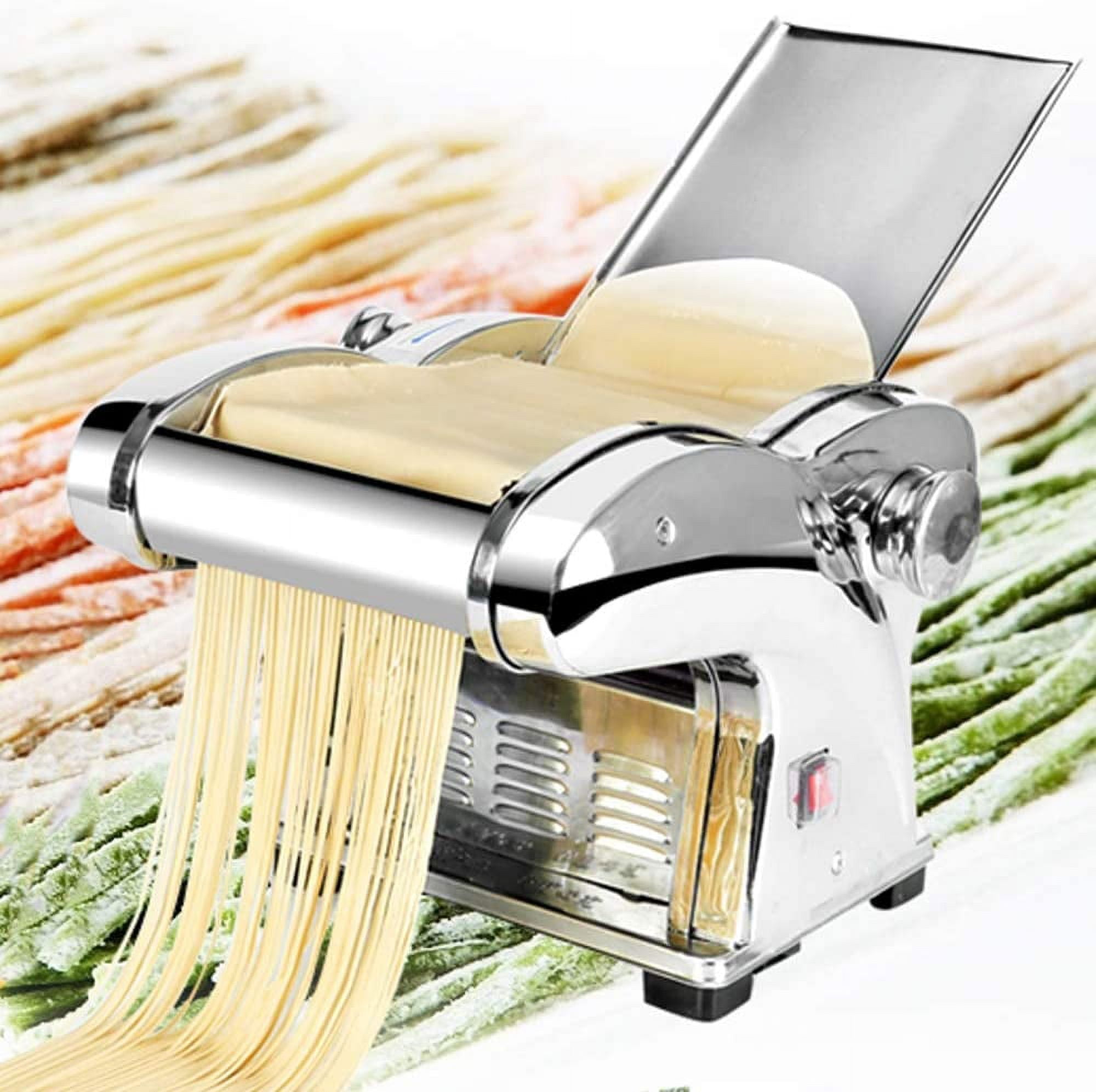 Topchances 550W Electric Pasta Maker, Automatic Noodle Machine, 2-in-1 Heavy Duty Stainless Steel Dough Roller Pressing Machine (Noodle Width: 3mm/9mm