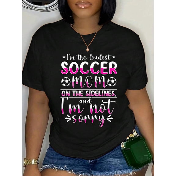Cotton Soccer Mother Gameday Soccer Mom Comfort Colors Adult Heavyweight T-Shirt Women's Graphic Tee Casual Tops
